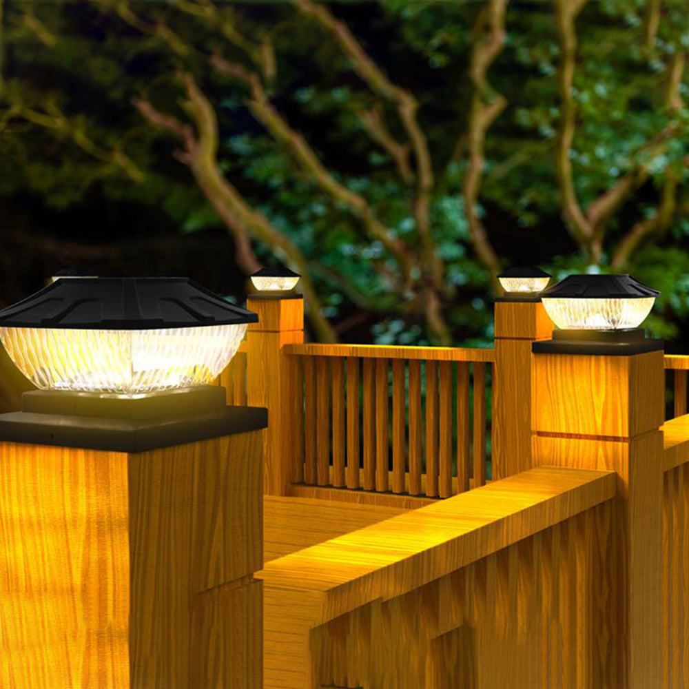 4Pcs 8LED 2 Modes Solar Powered Deck Fence Cap Lights for 4x4 5.5x5.5 Inch Posts
