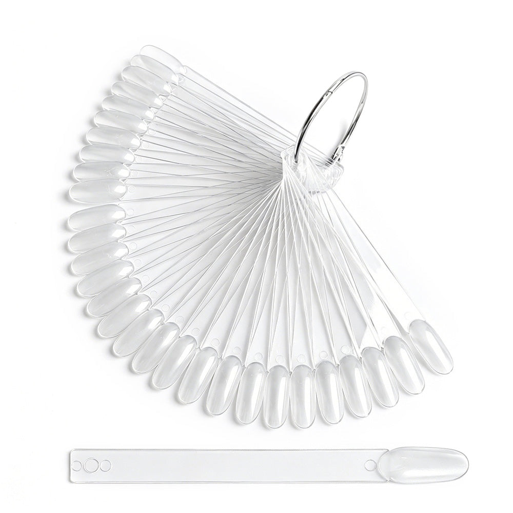 100 PCS Clear Nail Swatch Sticks with Ring Nail Art Swatch Set for Polish Display