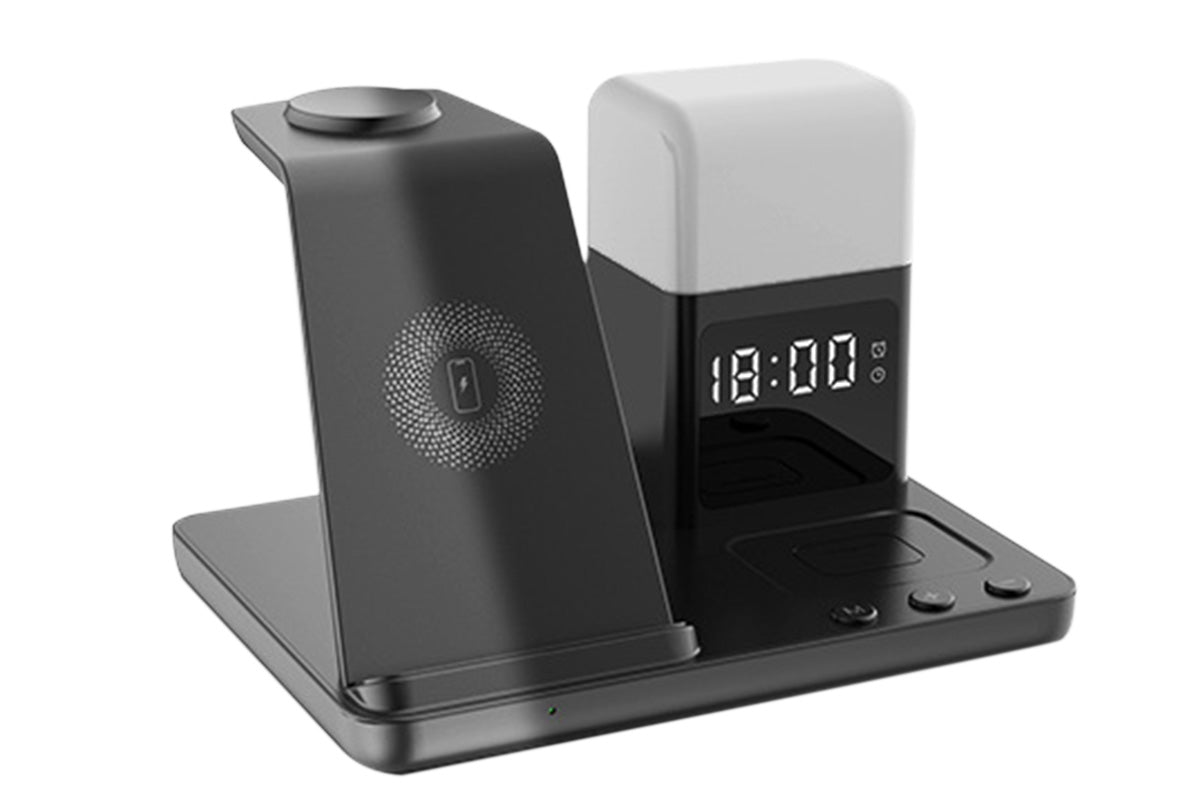 6 in 1 Charging Station with Alarm Clock Night Light for iPhone 16 15 Samsung S25 S24