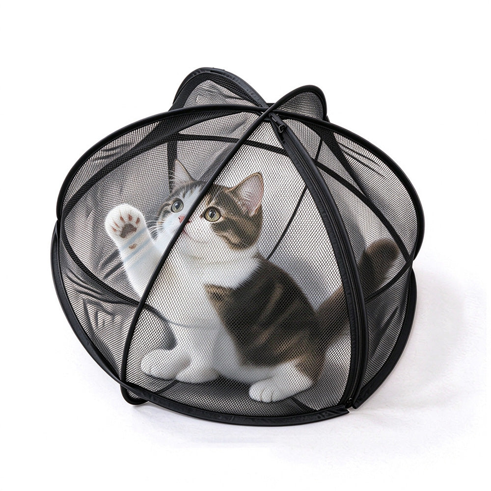 Foldable Pop Up Mesh Pet Playpen Tent with Zipper for Cats Outdoors