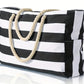 Large Zipper Beach Bags Striped Tote Bag For Travel Outdoor Vacation