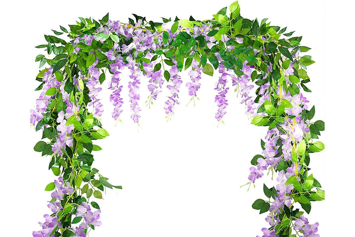 4Pcs Artificial Silk Wisteria Vine Hanging Garland 1.8 m for Home and Garden Decoration