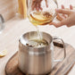 2L Stainless Steel Oil Strainer Storage Pot with Filter Mesh and Cover