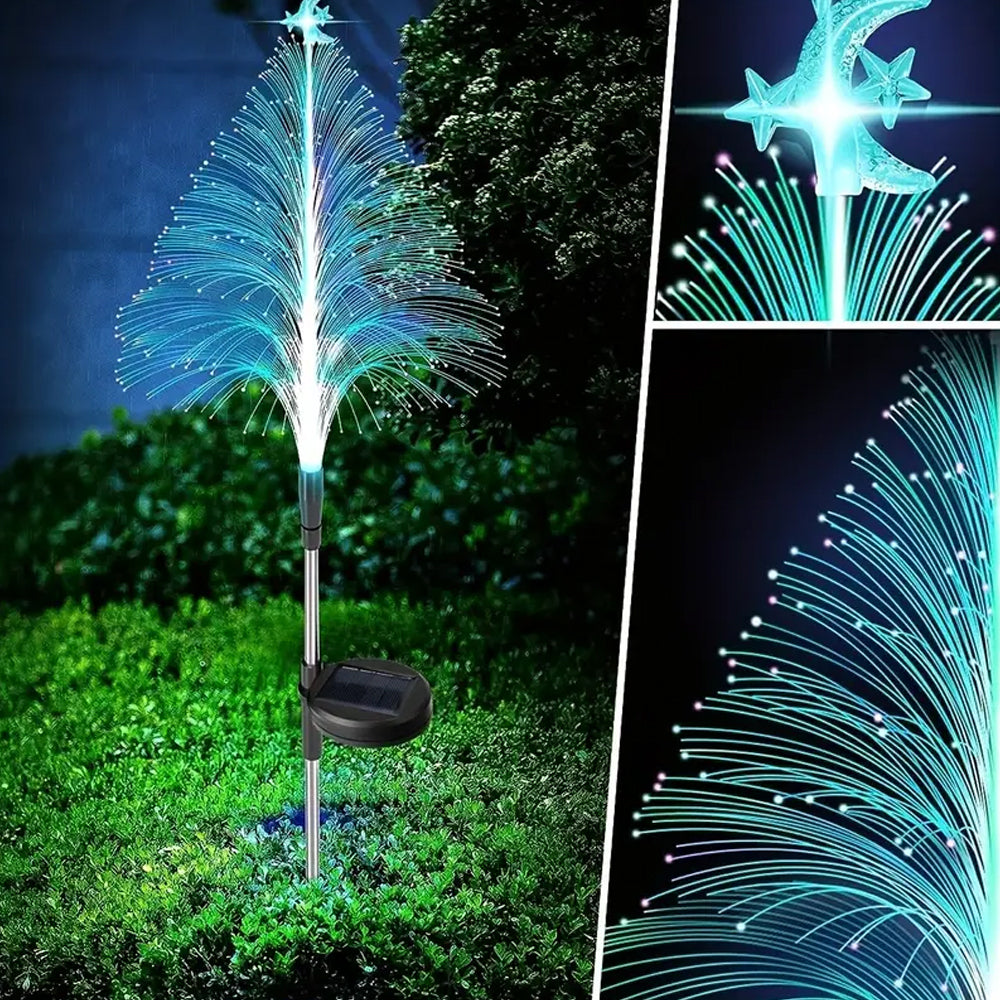 3Pcs  Christmas Trees Solar Lights Optic Fiber Lights-Moon Christmas