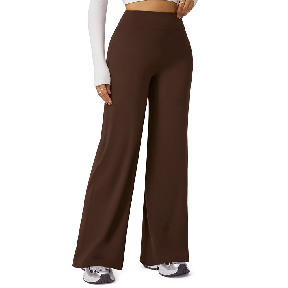 High-Waist Straight-Leg Micro-Flare Yoga Pants with Tummy Control for Workout-Coffee
