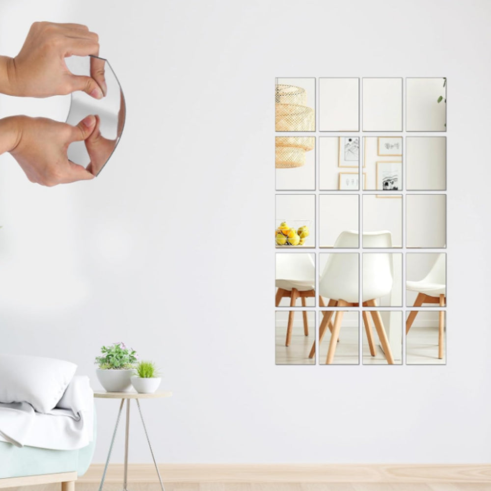 16Pcs 2MM Thick Frameless Acrylic Mirror Wall Stickers