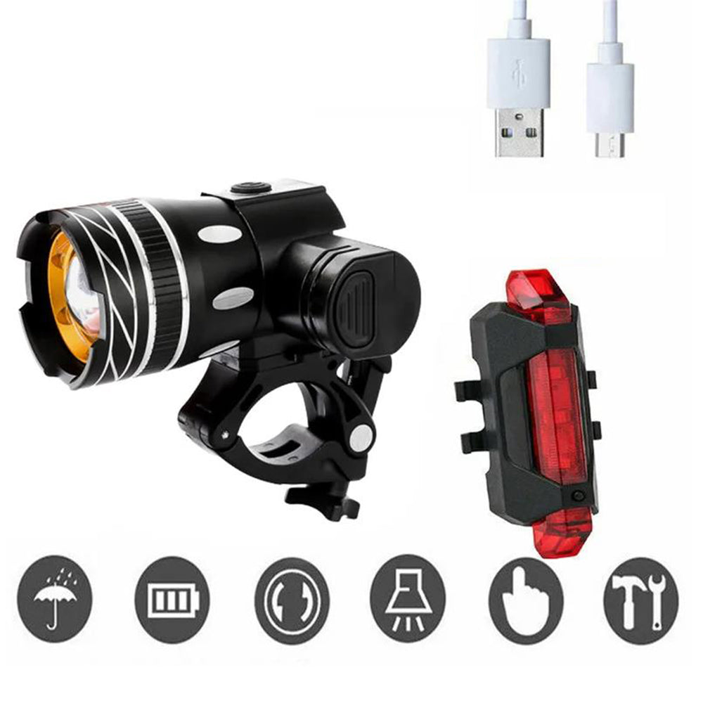Rechargeable T6 MTB Bicycle LED Front Headlight with USB Cable
