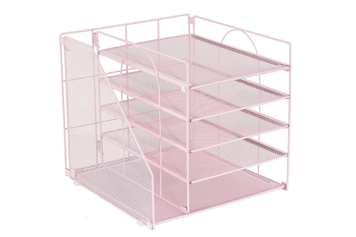 Metal File Organizer Rack Desktop Storage Shelf for Office Home