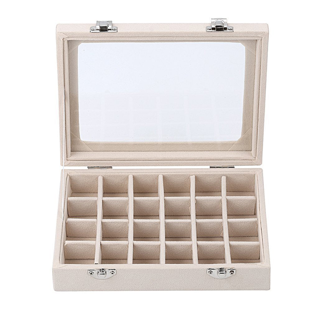 Organizer Case Box Holder Storage Jewelry Earring Ring Velvet Display Travel Portable