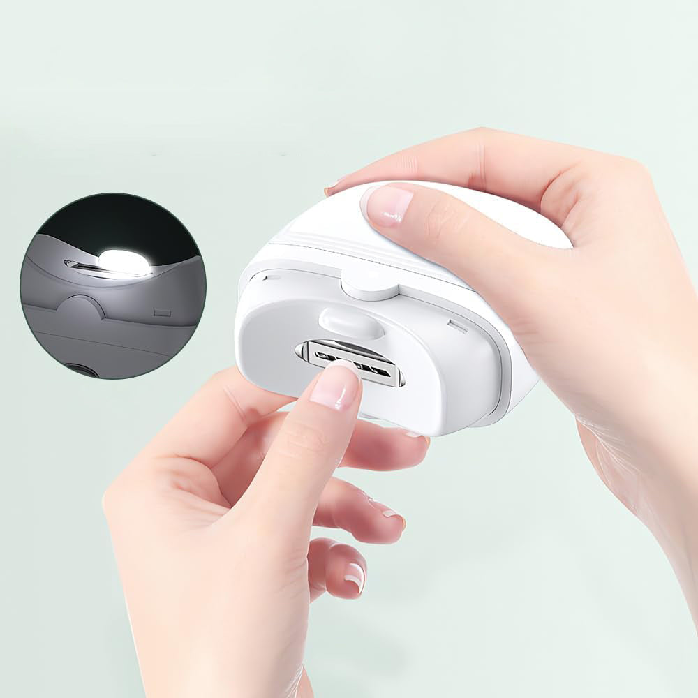 2Pcs Electric Fingernail Clipper with Light USB Rechargeable