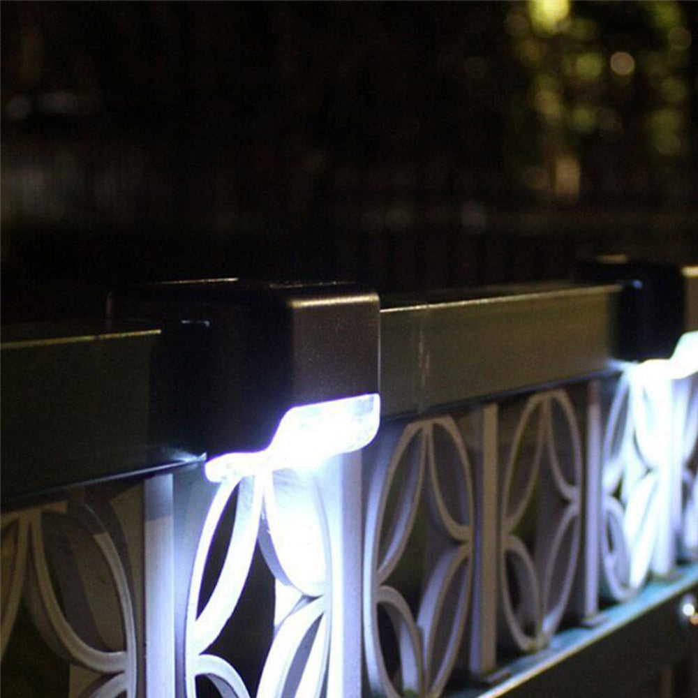 4Pcs LED Solar Fence and Step Lights for Outdoor Garden Stairs and Deck