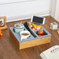 Handy Silicone Bamboo Couch Cup Snack Storage Tray with Rotatable Phone Holder