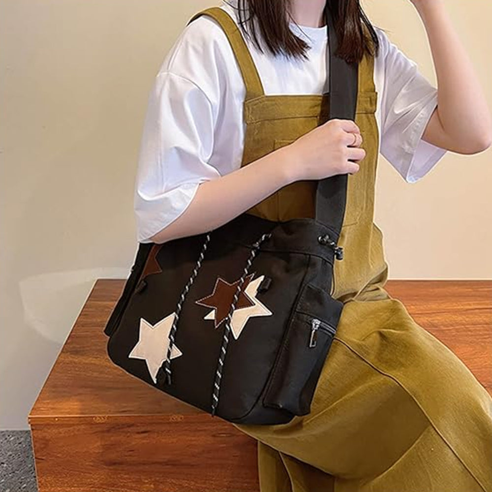 Y2K Star Canvas Messenger Shoulder Bag
