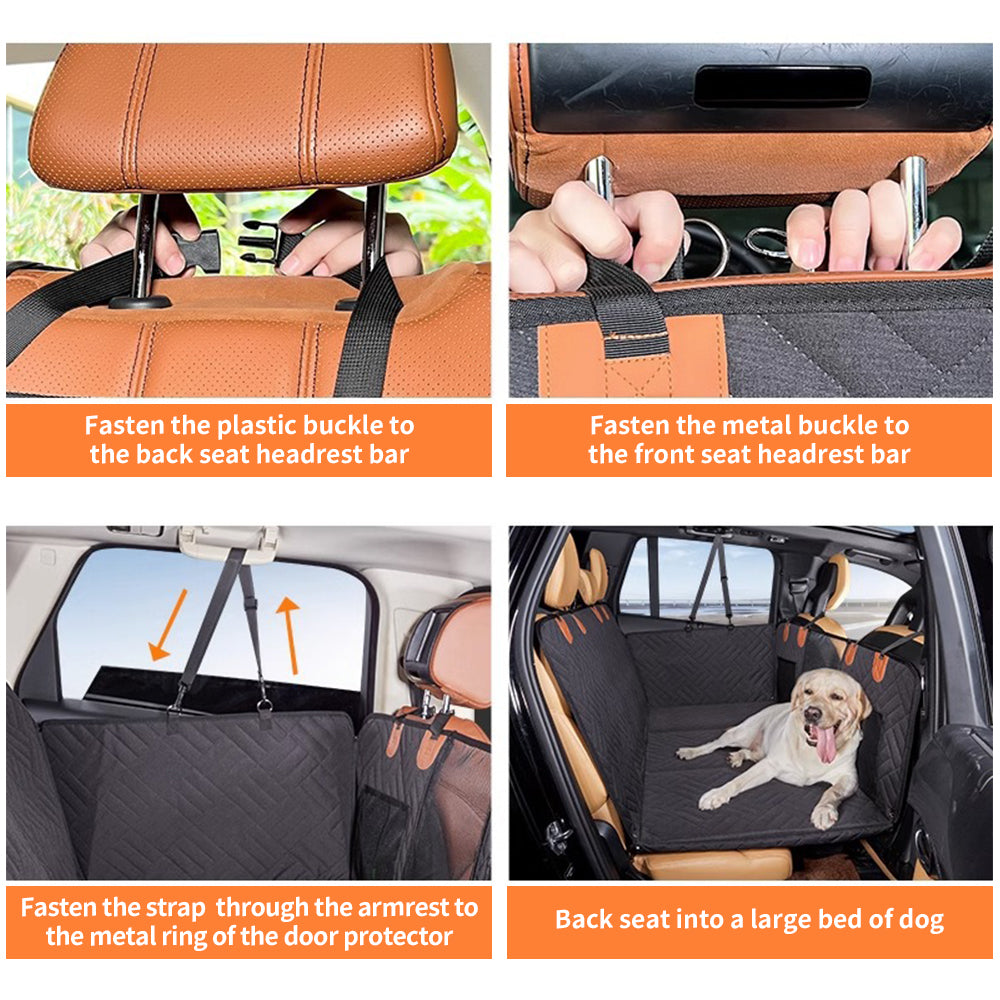 132x158cm Water-Resistant Hard Bottom Back Vehicle Seat Extending Cover for Dogs