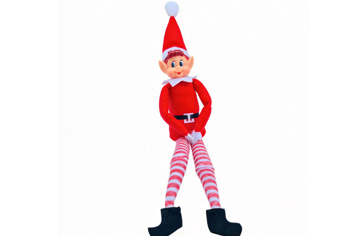 2Pcs Poseable Christmas Elf Fabric Doll Xmas Tabletop Decoration 40cm