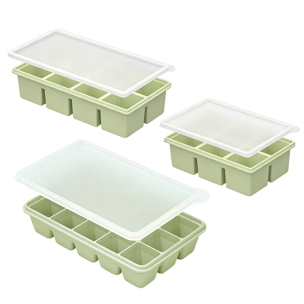 3 Pack Silicone Ice Cube Trays with Lids Large Ice Mold for Freezer