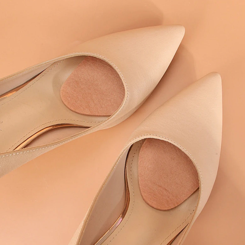 12Pcs Felt Forefoot Cushion Pads Oval Metatarsal Insoles for High Heels
