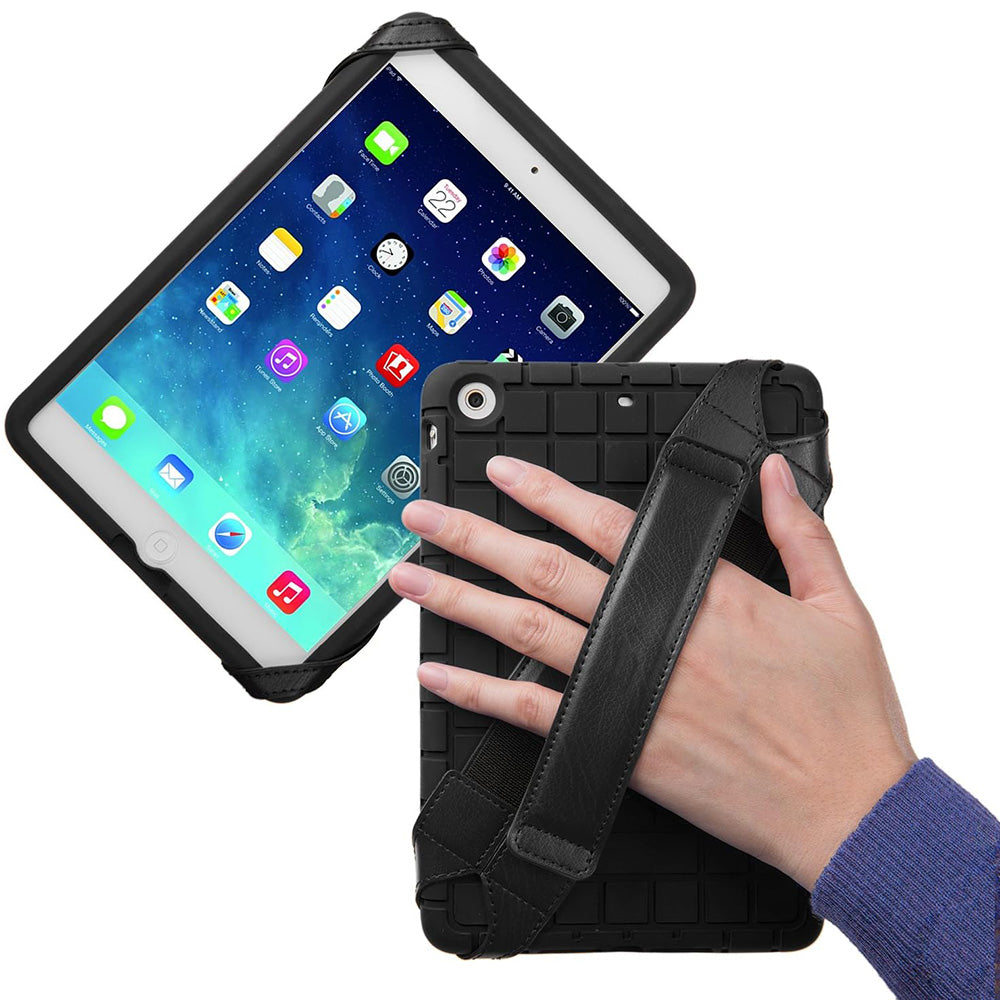 360 Degree Rotating PU Leather Hand Strap Holder Stand for Tablets