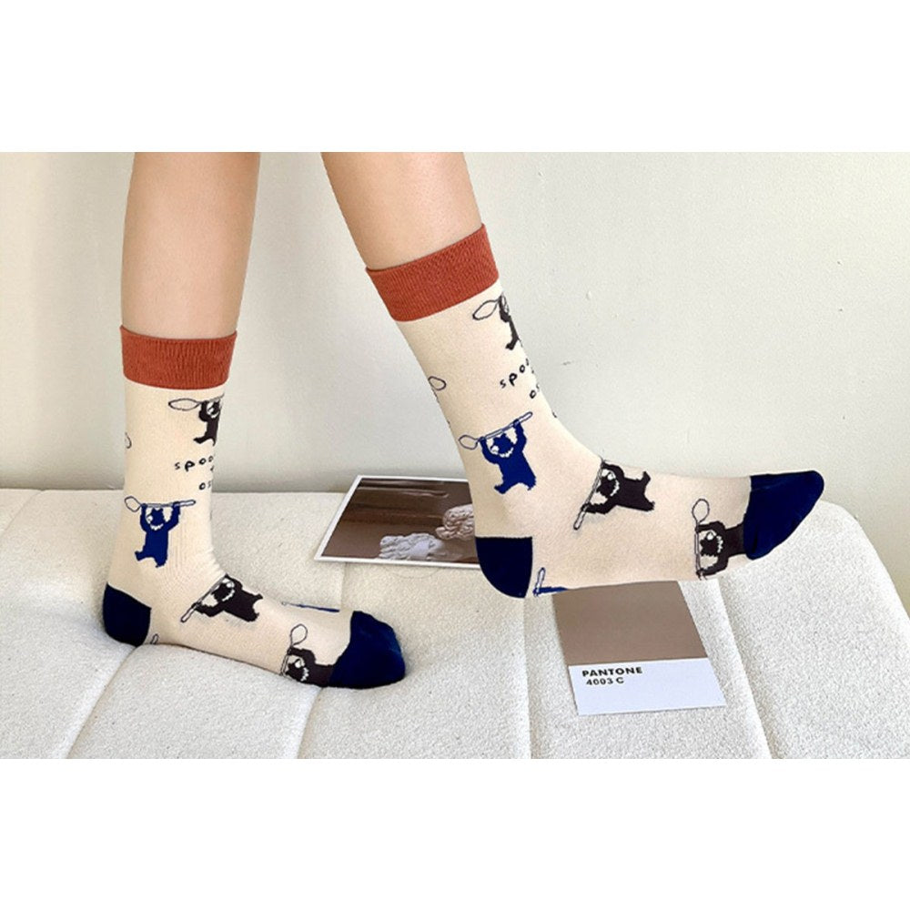 4 Pairs Women Novelty Crew Socks