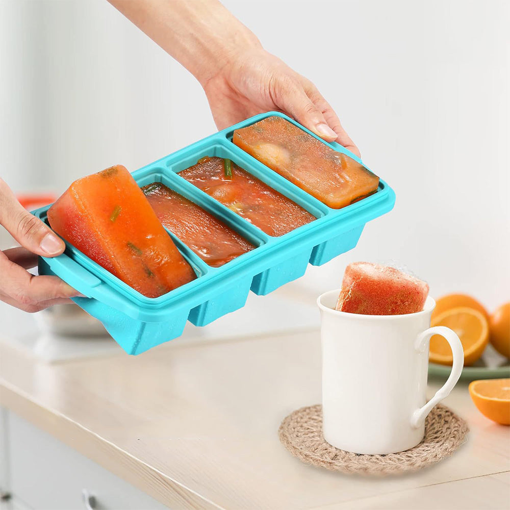 2 Pcs Silicone Freezer Tray With Lid Freezer Food Storage Molds for Soup Sauce Broth