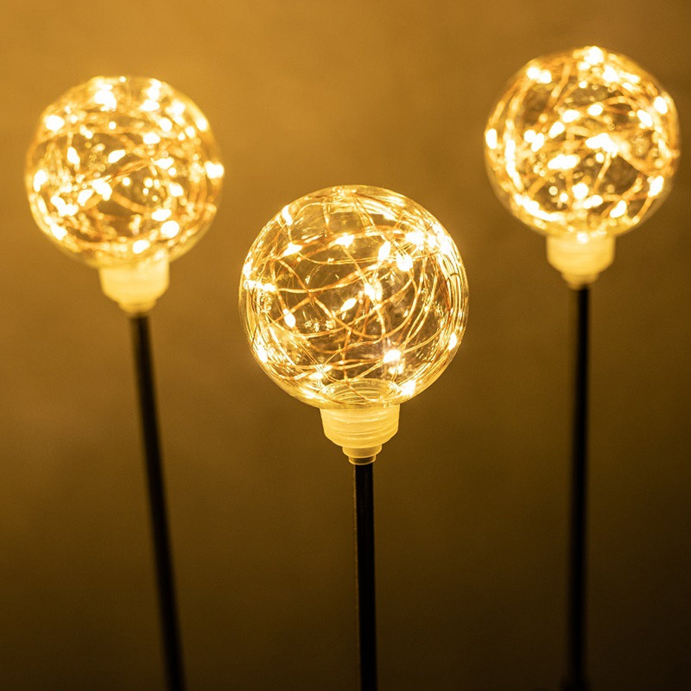 2Pcs Solar Globe Light Water-resistant Outdoor Stake Light