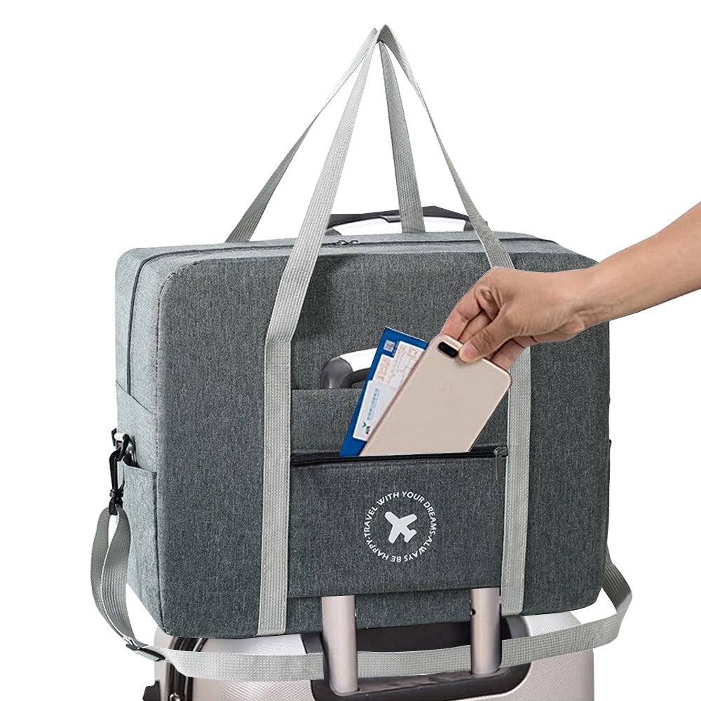 2Pcs Large Capacity Foldable Travel Tote Bag-Black, Grey