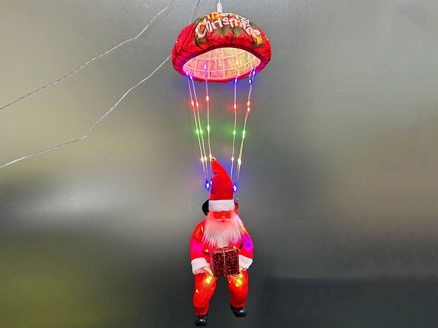 Christmas Decorations Santa Claus Parachute Lights LED Hanging Xmas Tree Decor