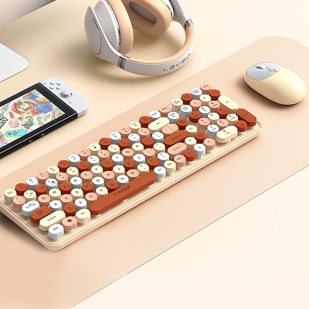 Colorful Round Key Computer Wireless Keyboard and Mouse Combo