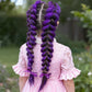 2PCS Purple Ponytail Extension With Elastic Tie Straight Sleek Wrap Around Braid