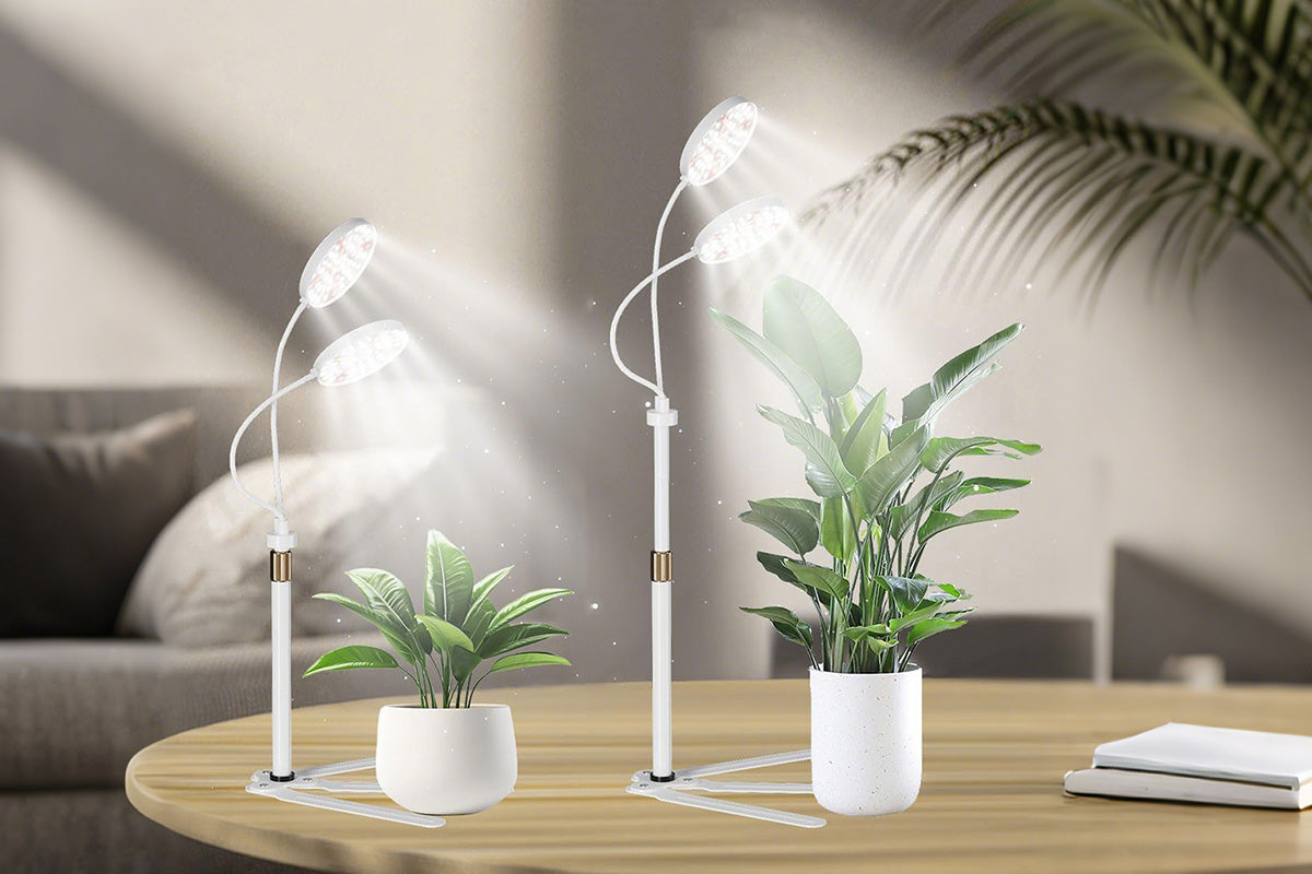 LED Grow Light Dual Head Full Spectrum Adjustable Plant Lamp for Indoor Plants