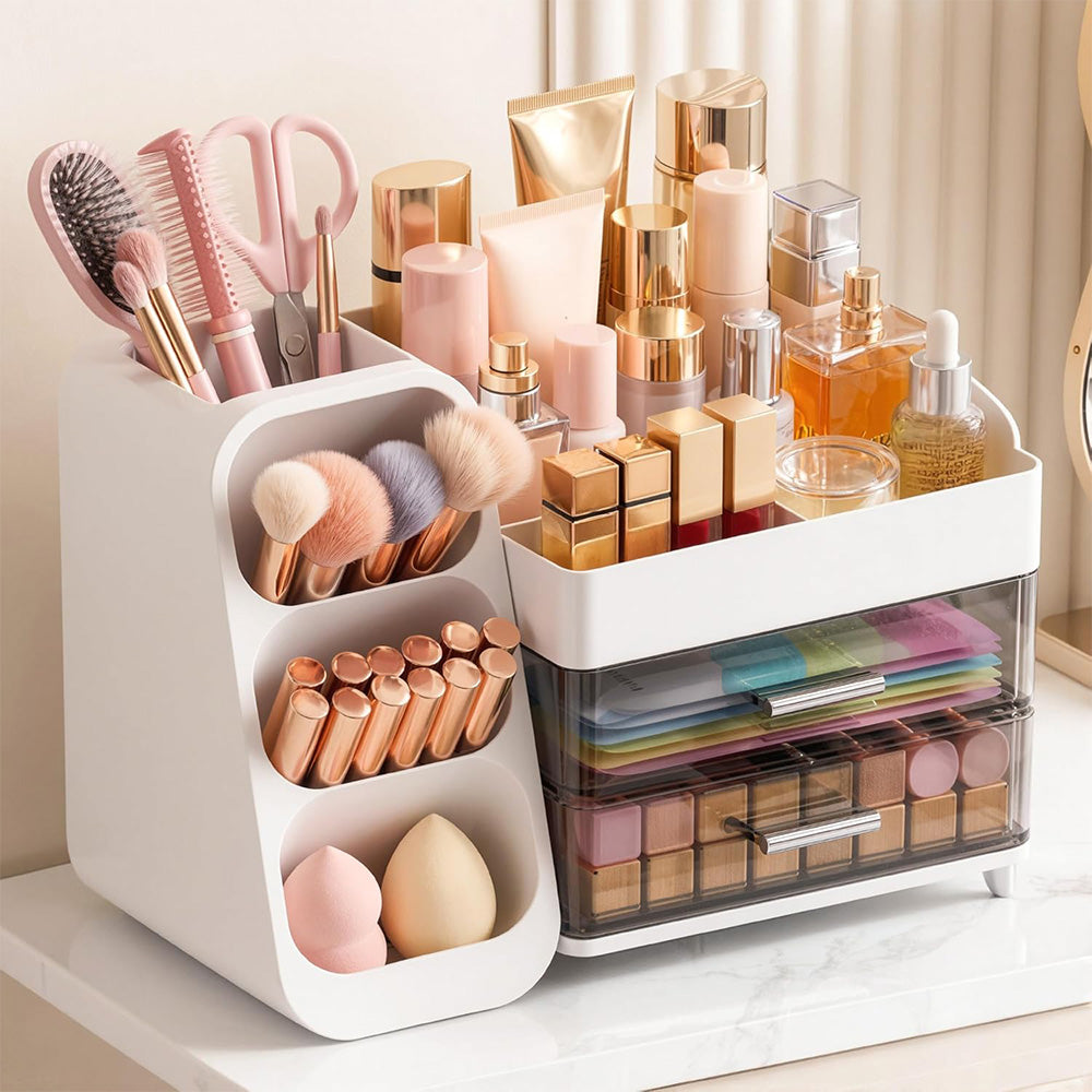Cosmetic Organizer with Drawers Large Makeup Storage for Dresser Table Top