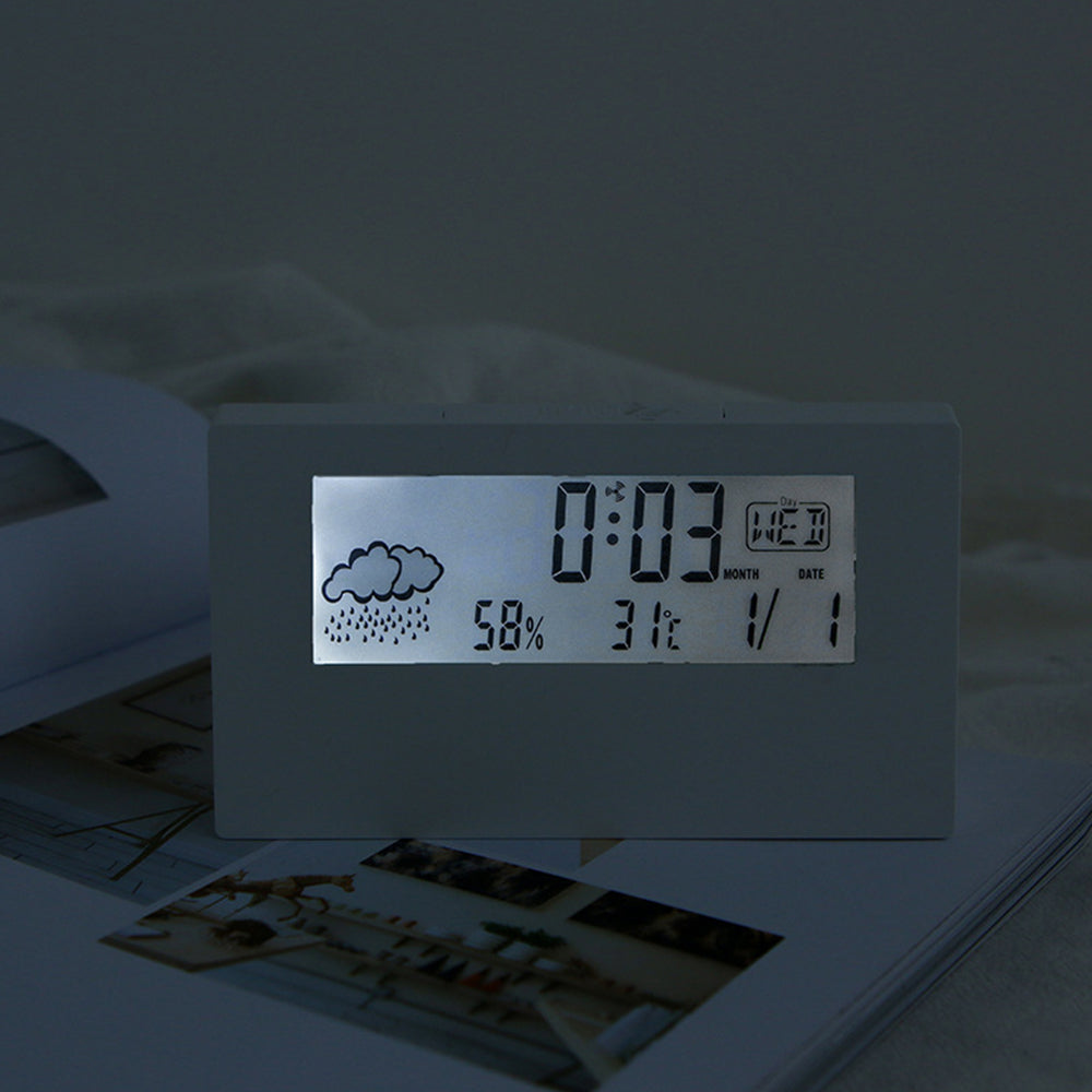 Digital Desktop Clock with Temperature Humidity Display-Transparent