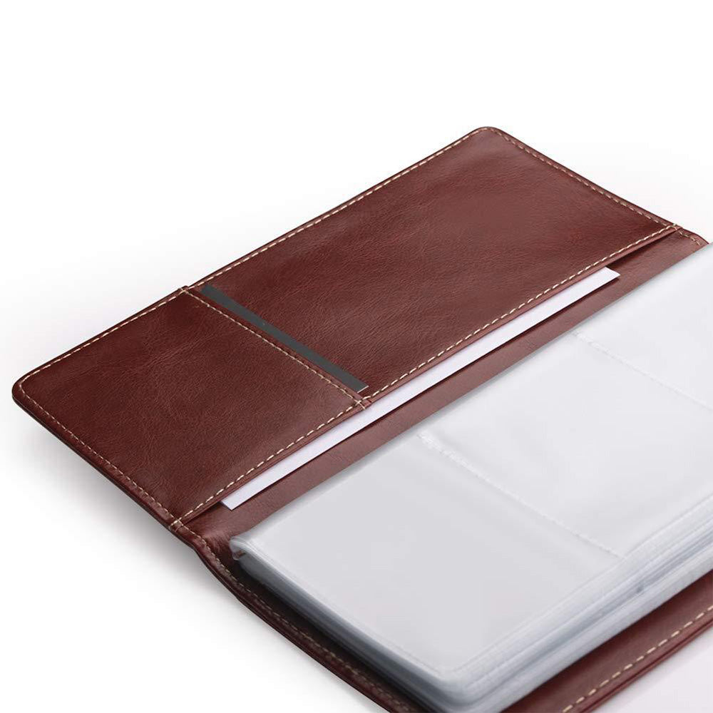 Portable Leather Business Card Holder Album 120-Slot Capacity