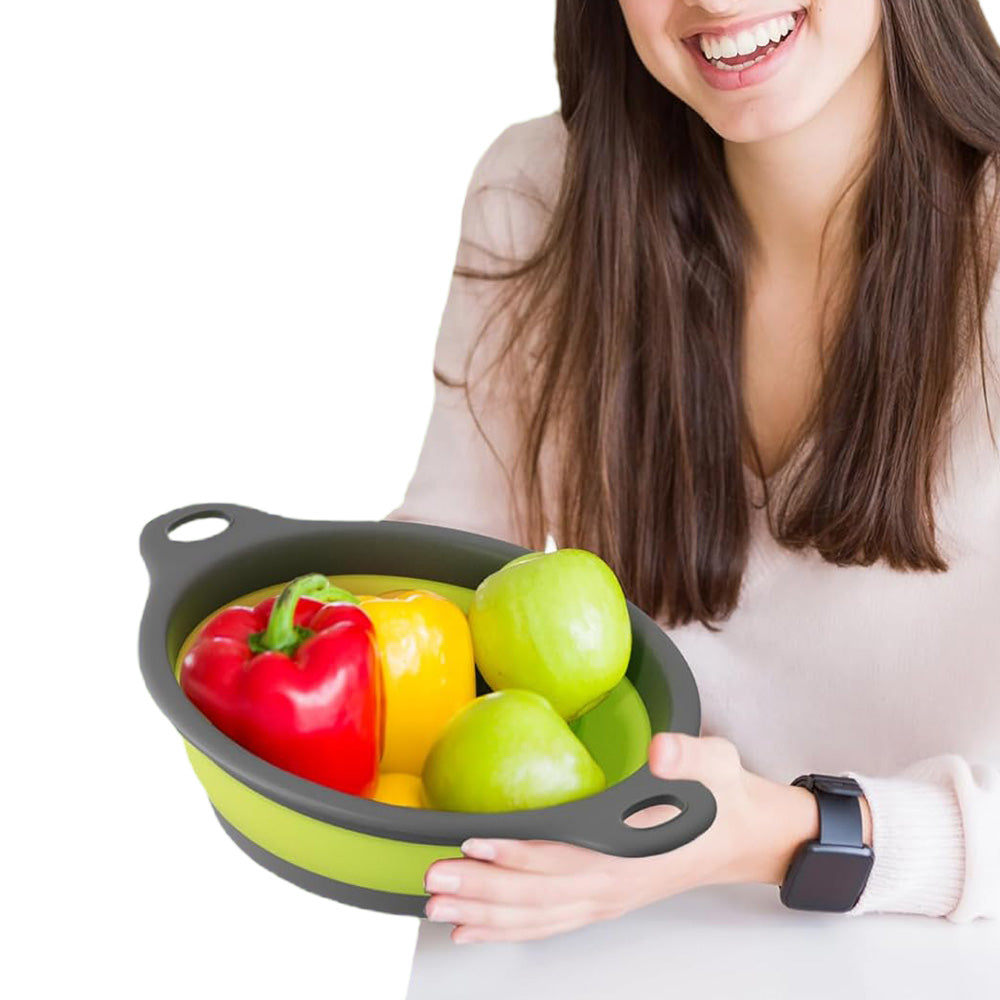 3 Piece Foldable Colander Set for Kitchen Use