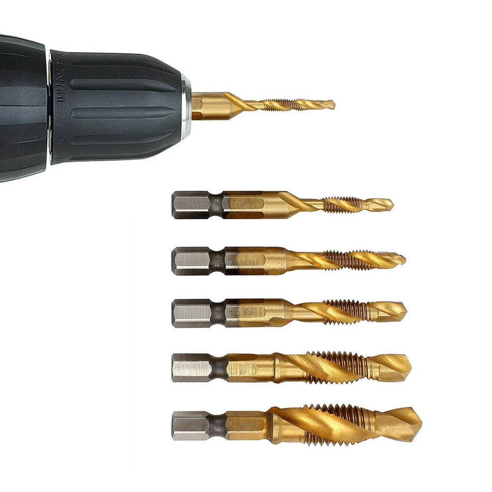 6Pcs HSS Hex Shank Tap Drill Bits Tools Set