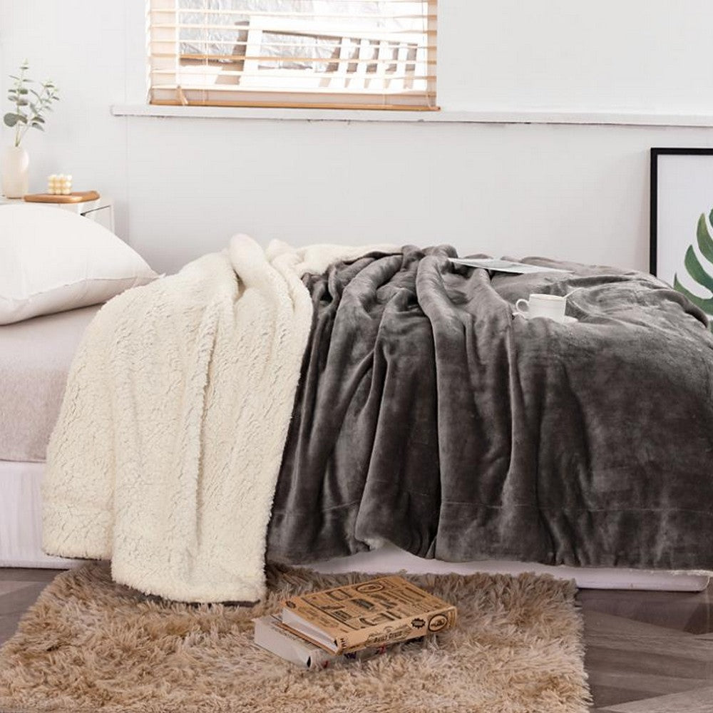 Reversible Plush Faux Mink Sherpa Lambswool Blanket
