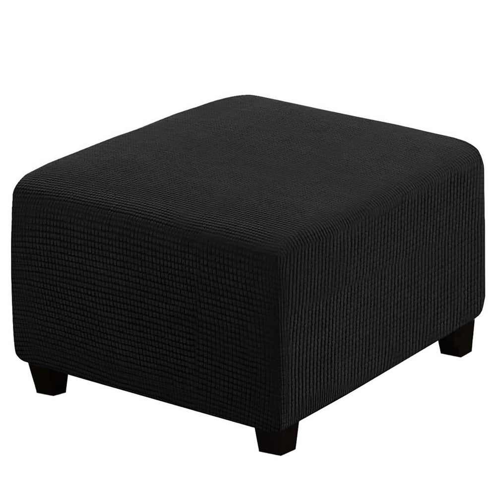 Elastic Jacquard Footrest Cover with Textured Stripes and Elastic Strap-Black