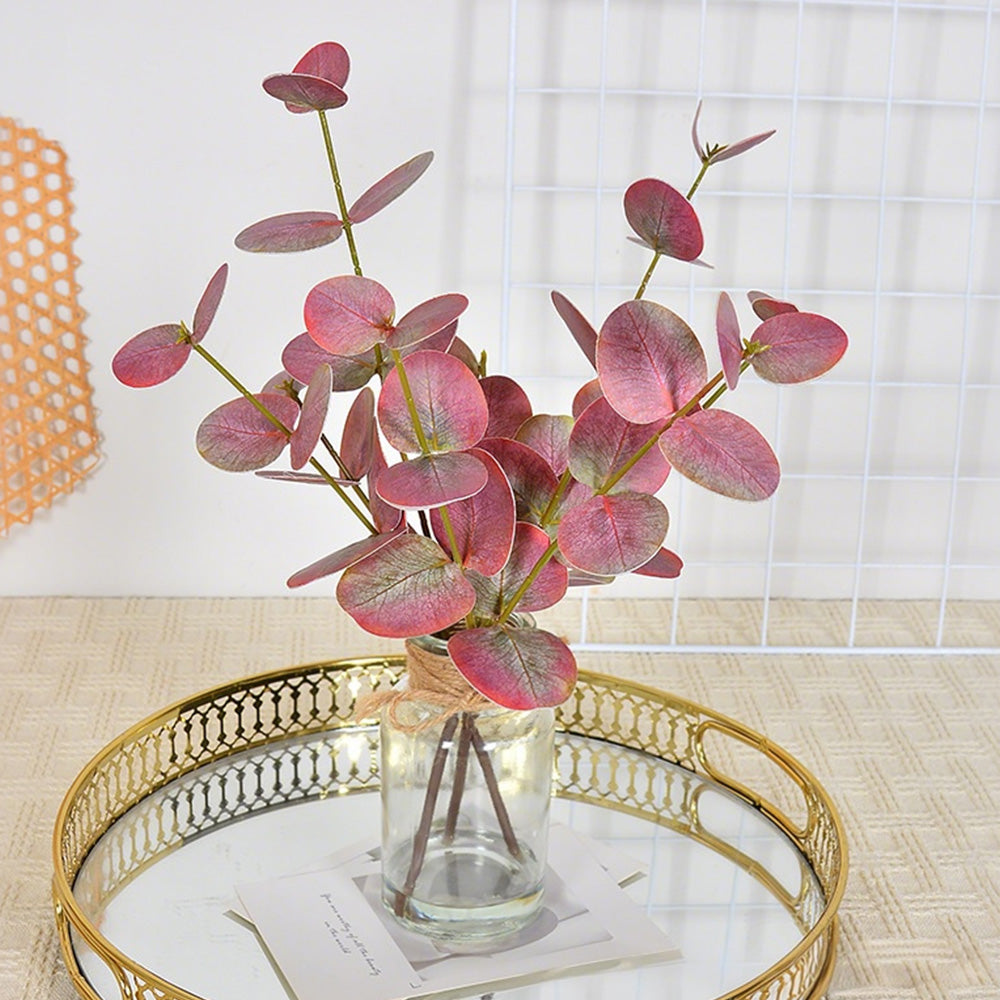 Realistic Artificial Eucalyptus Plant 3-Branch Faux Water Decorative Leaves