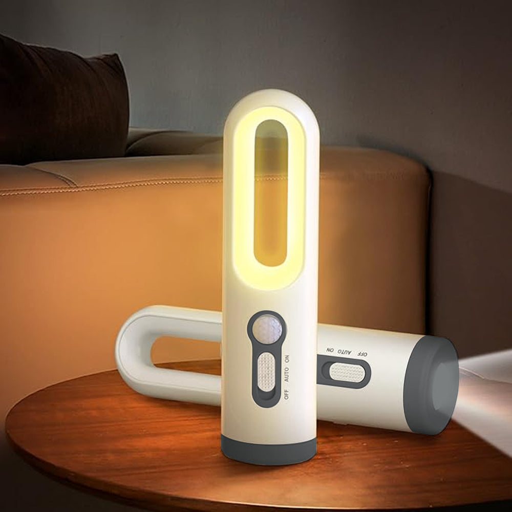 Rechargeable Motion Sensor LED Night Light with Portable Flashlight