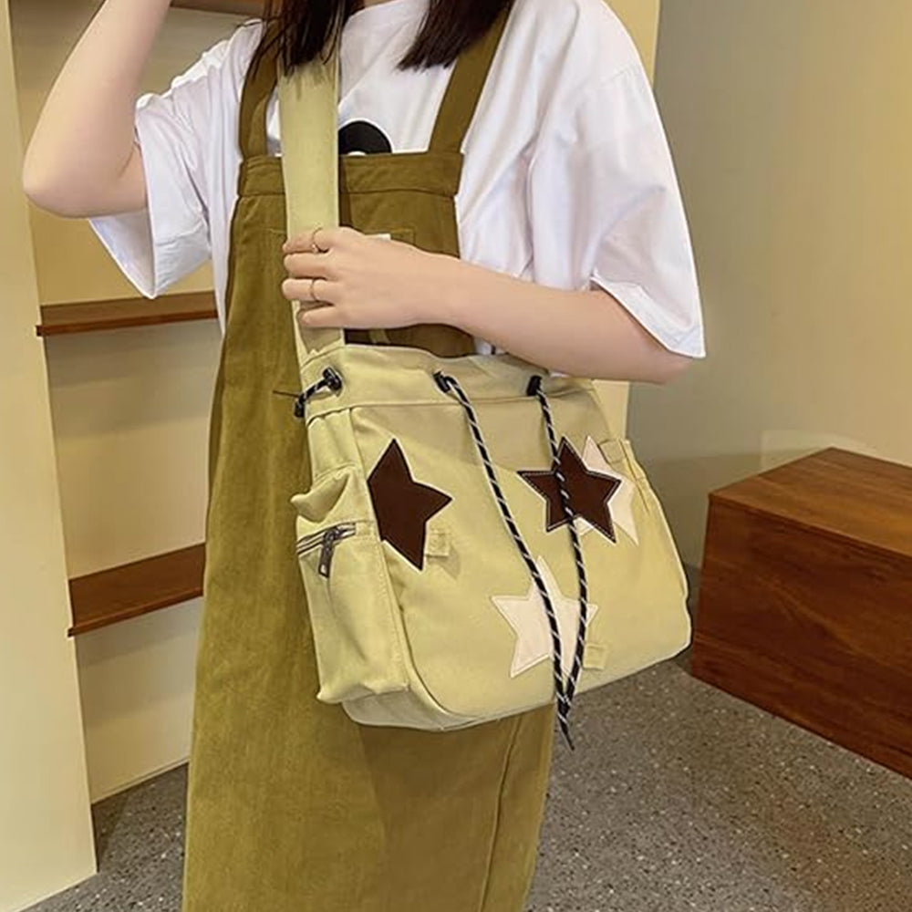 Y2K Star Canvas Messenger Shoulder Bag