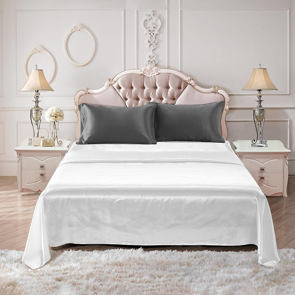 Simulated Silk Pillowcase Set With Sleeping Bonnet Hair Scrunchy