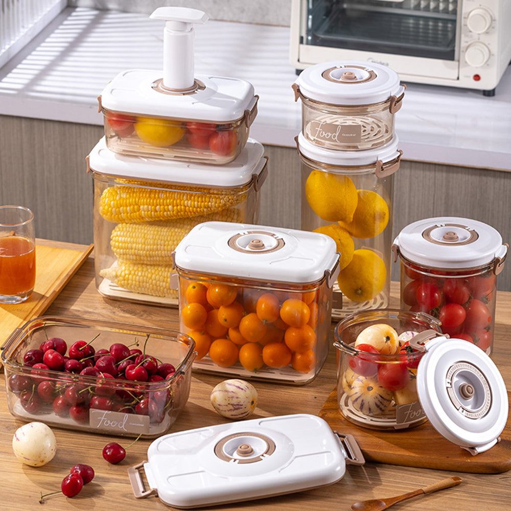 2Pcs Vacuum Seal Food Storage Container with Lid Strainer Vacuum Pump Airtight Food Storage
