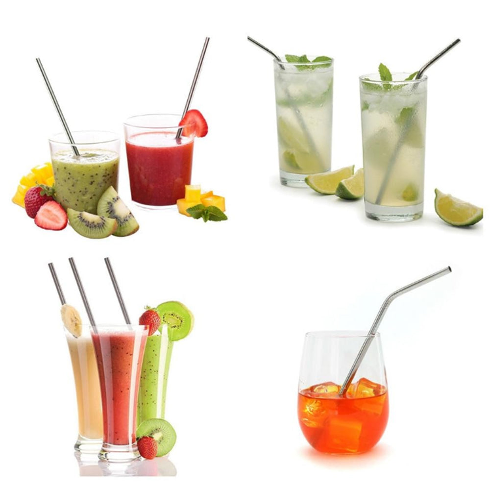 40Pcs Reusable Stainless Steel Drinking Straws with Silicone Tips