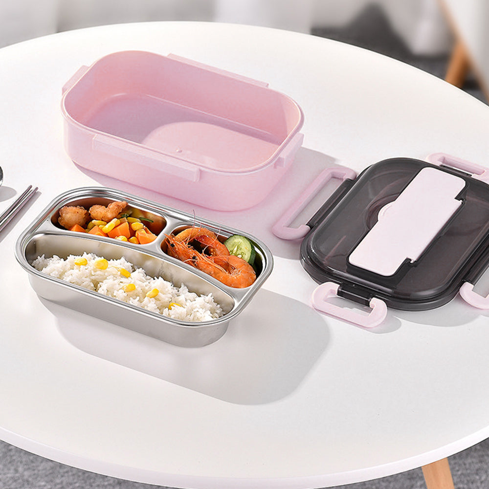 304 Stainless Steel Insulated Bento Lunch Box with 3-Compartments