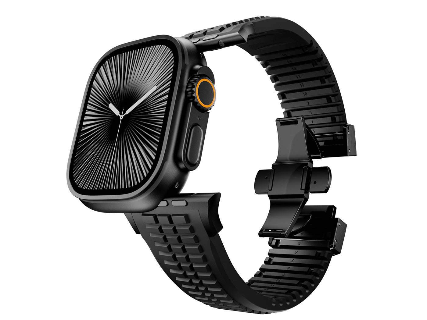 Men's Rubber Watch Band Compatible with Apple Watch Folding Buckle 42 44 45 46 49mm