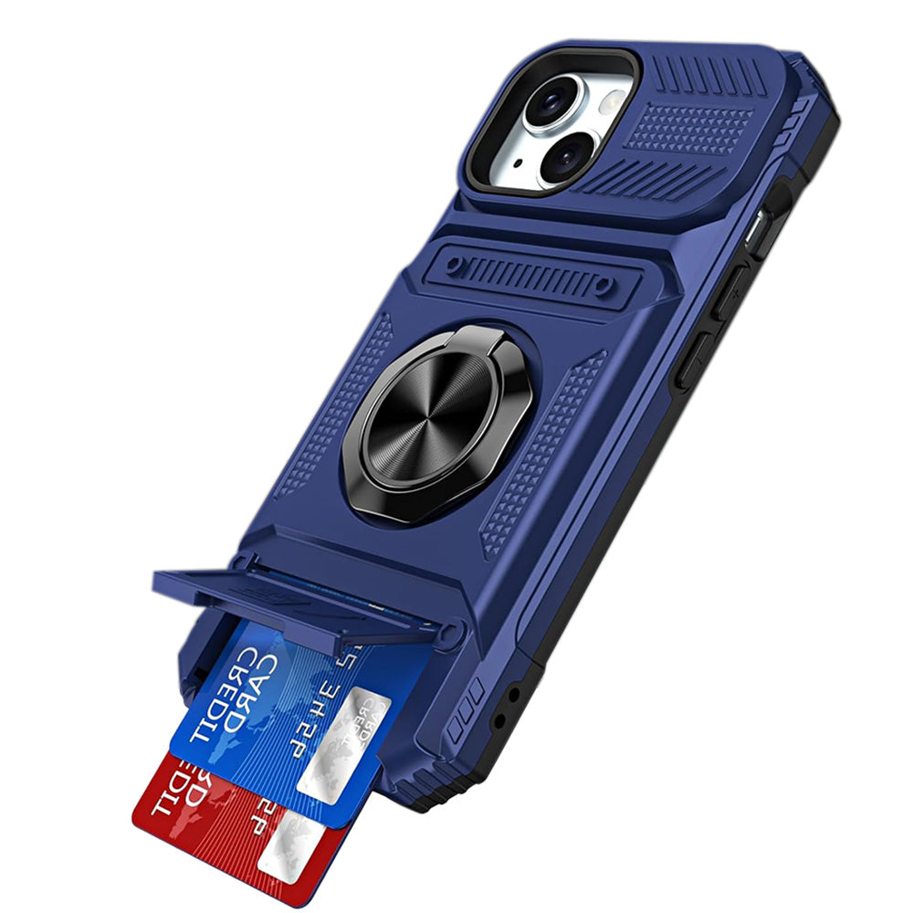 Wallet Card Slot Shockproof Protective Case for iPhone 17 and 18 Series-Blue