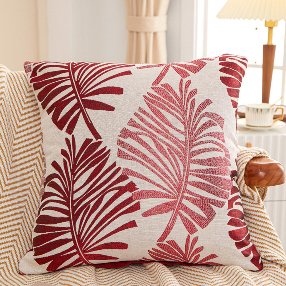 2Pcs 45x45cm Palm Leaf Floral Print Single-Sided Pillow Cover for Sofa Pillow