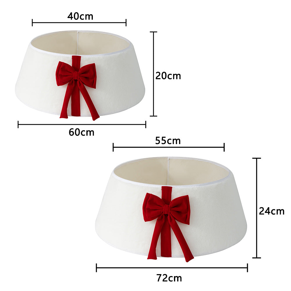 Christmas Tree Collar with Bow Holiday Tree Decor for Tree Stand and Wire Cover-White