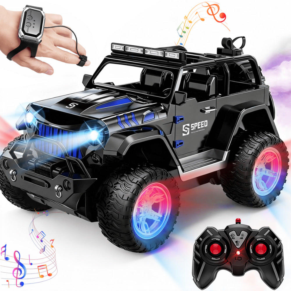 Remote Control Car with Color Lights Stickers Rechargeable Off Road Truck for Home Outdoor