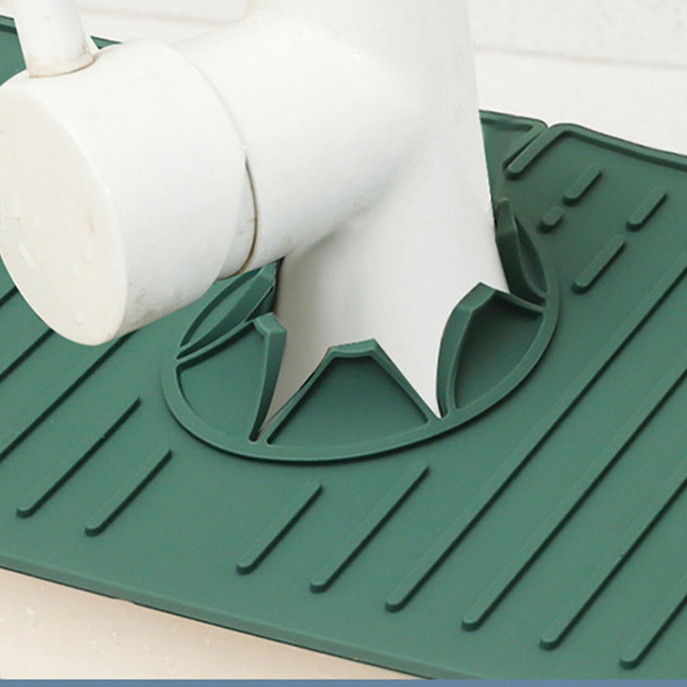 Silicone Sink Mat Quick Dry Sink Splash Guard for Kitchen and Bathroom-Green